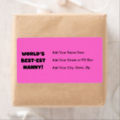Black World's Best-est Nanny T-shirts en geschenke Etiket (Insitu)