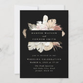 Black Wreath Pampas Grass Floral Oerwoud Wedding Kaart (Voorkant)