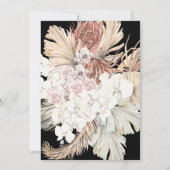 Black Wreath Pampas Grass Floral Oerwoud Wedding Kaart (Achterkant)