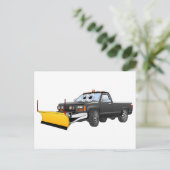 Black Y Pick Up Truck Snow Plow Cartoon Briefkaart (Staand voorkant)