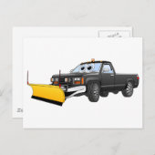 Black Y Pick Up Truck Snow Plow Cartoon Briefkaart (Voorkant / Achterkant)