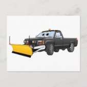 Black Y Pick Up Truck Snow Plow Cartoon Briefkaart (Voorkant)