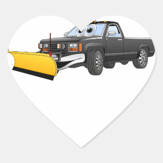 Black Y Pick Up Truck Snow Plow Cartoon Hart Sticker