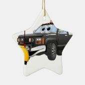 Black Y Pick Up Truck Snow Plow Cartoon Keramisch Ornament (Rechts)