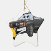 Black Y Pick Up Truck Snow Plow Cartoon Keramisch Ornament (Links)