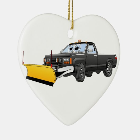 Black Y Pick Up Truck Snow Plow Cartoon Keramisch Ornament (Rechts)