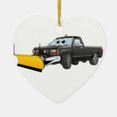 Black Y Pick Up Truck Snow Plow Cartoon Keramisch Ornament (Voorkant)