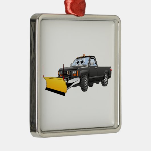 Black Y Pick Up Truck Snow Plow Cartoon Metalen Ornament (Rechts)