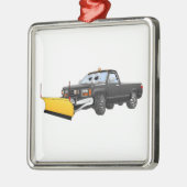 Black Y Pick Up Truck Snow Plow Cartoon Metalen Ornament (Links)