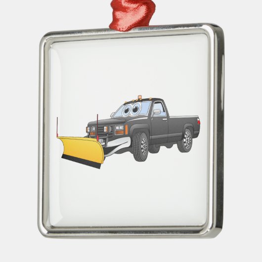 Black Y Pick Up Truck Snow Plow Cartoon Metalen Ornament (Links)