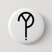 Black Y? Symbool- op wit Ronde Button 5,7 Cm (Voorkant)