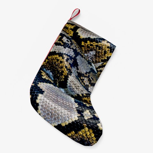 Black, yellow, and gray python kleine kerstsok (Voorkant (Hangend))