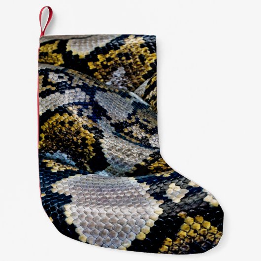 Black, yellow, and gray python kleine kerstsok (Voorkant)