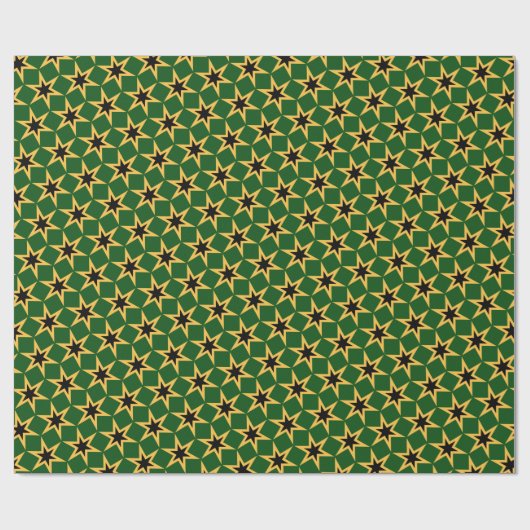 Black Yellow And Green Star Pattern Cadeaupapier (Vlak)