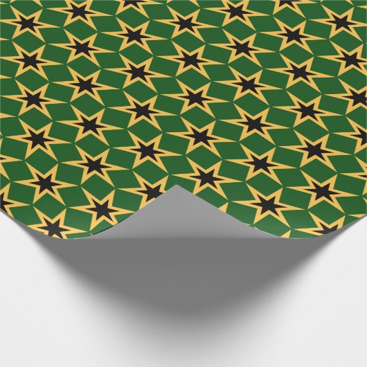 Black Yellow And Green Star Pattern Cadeaupapier (Hoek)