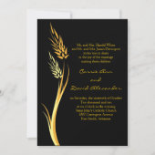Black Yellow Autumn Wheat Wedding Invitation Kaart (Voorkant)