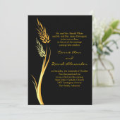 Black Yellow Autumn Wheat Wedding Invitation Kaart (Staand voorkant)