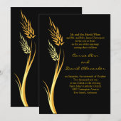 Black Yellow Autumn Wheat Wedding Invitation Kaart (Voorkant / Achterkant)