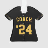 Black & Yellow Baseball Coach Team Jersey Ornament (voorkant)