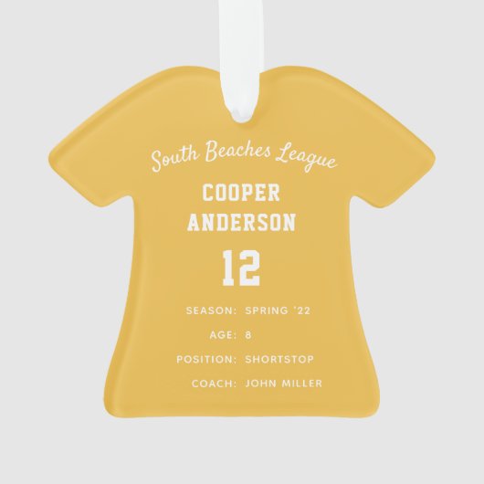 Black & Yellow Baseball Jersey Player Stats Ornament (achterkant)