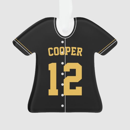 Black & Yellow Baseball Jersey Player Stats Ornament (voorkant)