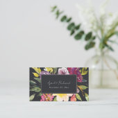 BLACK YELLOW BLUSH BURGUNDY FLORAL WEDDING WEBSITE VISITEKAARTJE (Staand voorkant)