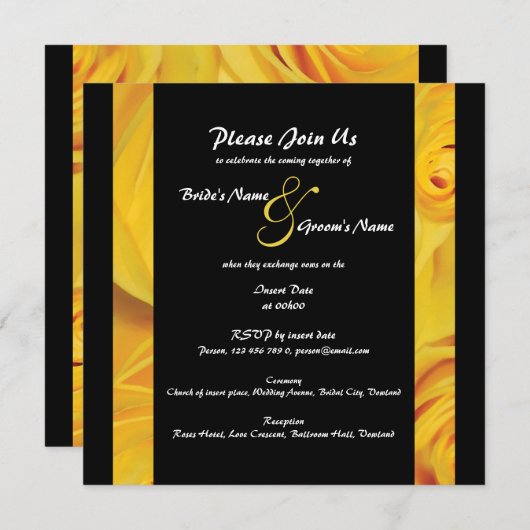 Black yellow bruiloft verloving PERSONALIZE Kaart (Voorkant / Achterkant)