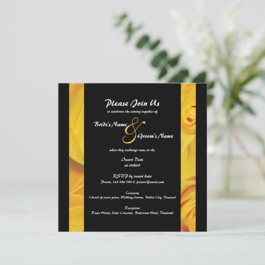 Black yellow bruiloft verloving PERSONALIZE Kaart (Staand voorkant)