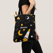 Black Yellow Buitenspace Stars Rocket Canvas tas (Dichtbij)