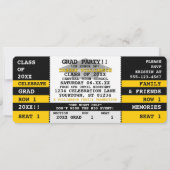 Black|Yellow Concert Ticket Afstudeerder Party Inv Kaart (Voorkant)