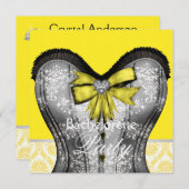 Black Yellow Corset Bachelorette Party Kaart (Voorkant / Achterkant)