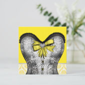 Black Yellow Corset Bachelorette Party Kaart (Staand voorkant)