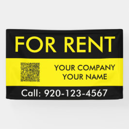 Black Yellow Custom Real Estate For Sale QR Code Spandoek