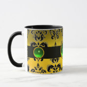 BLACK YELLOW DAMASK EMERALD GREEN GEM MONOGRAM MOK (Links)