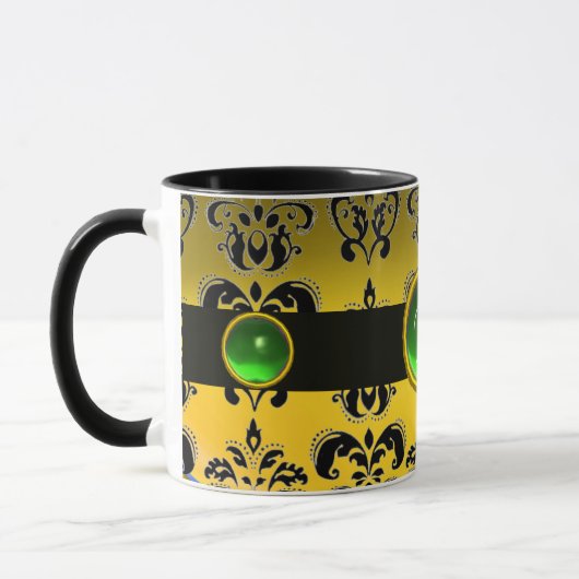 BLACK YELLOW DAMASK EMERALD GREEN GEM MONOGRAM MOK (Links)