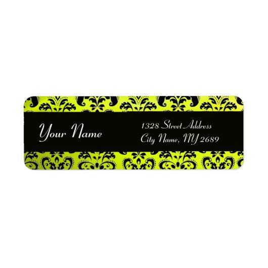 BLACK YELLOW DAMASK ETIKET (Voorkant)