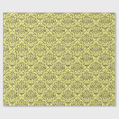 Black Yellow Damask Patroon Cadeaupapier (Vlak)