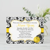 Black Yellow Damask-uitnodiging Kaart (Staand voorkant)