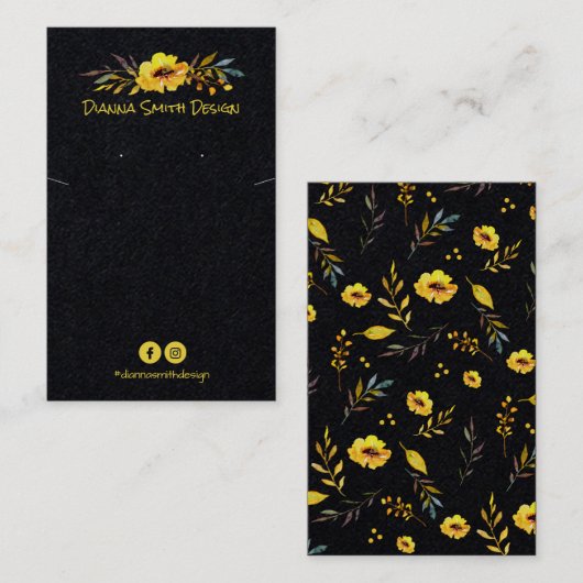 Black Yellow DIY Ketting en oorkaarthouder Visitekaartje (Voorkant / Achterkant)