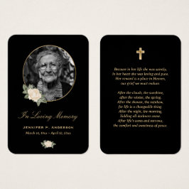 Black Yellow Floral Memorial Funeral Prayer Kaarte Visitekaartje