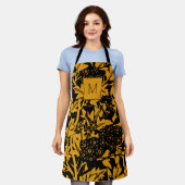 Black Yellow  Floral Monogram Apron Schort (Gedragen)