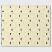 Black Yellow Gold Bees Baby Shower Cadeaupapier (Vlak)