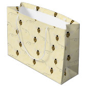 Black Yellow Gold Bees Baby Shower Groot Cadeauzakje (Achterkant Gekanteld)