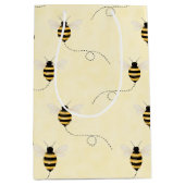 Black Yellow Gold Bees Baby Shower Medium Cadeauzakje (Voorkant)