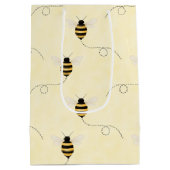 Black Yellow Gold Bees Baby Shower Medium Cadeauzakje (Achterkant)