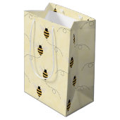 Black Yellow Gold Bees Baby Shower Medium Cadeauzakje (Achterkant Gekanteld)