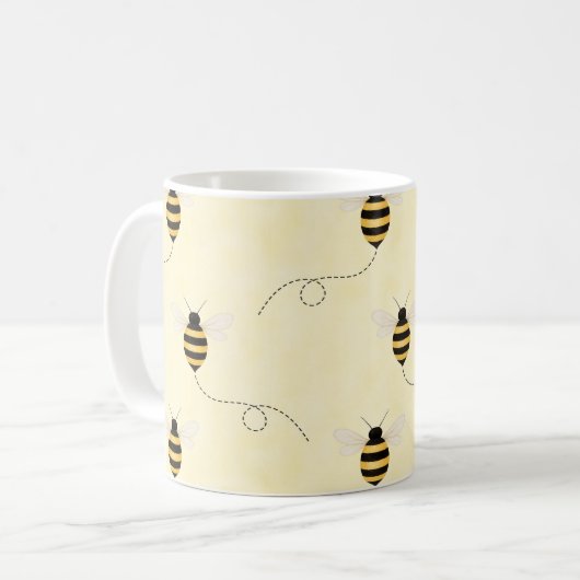 Black Yellow Gold Bees Koffiemok (Voorkant links)