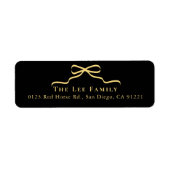 Black Yellow/Gold Bow Return Address Etiket (Voorkant)