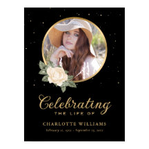 Black Yellow Gold Floral Funeral Sign.