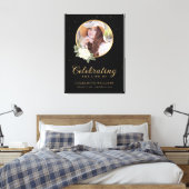 Black Yellow Gold Floral Funeral Welcome Sign Canvas Afdruk (Insitu (Slaapkamer))